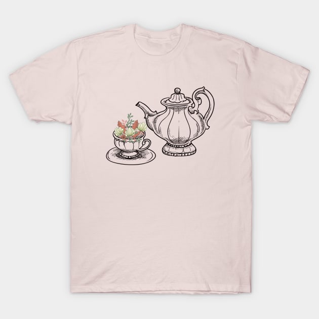 Tea And Flowers Proper English Countryside T-Shirt by BitterBaubles